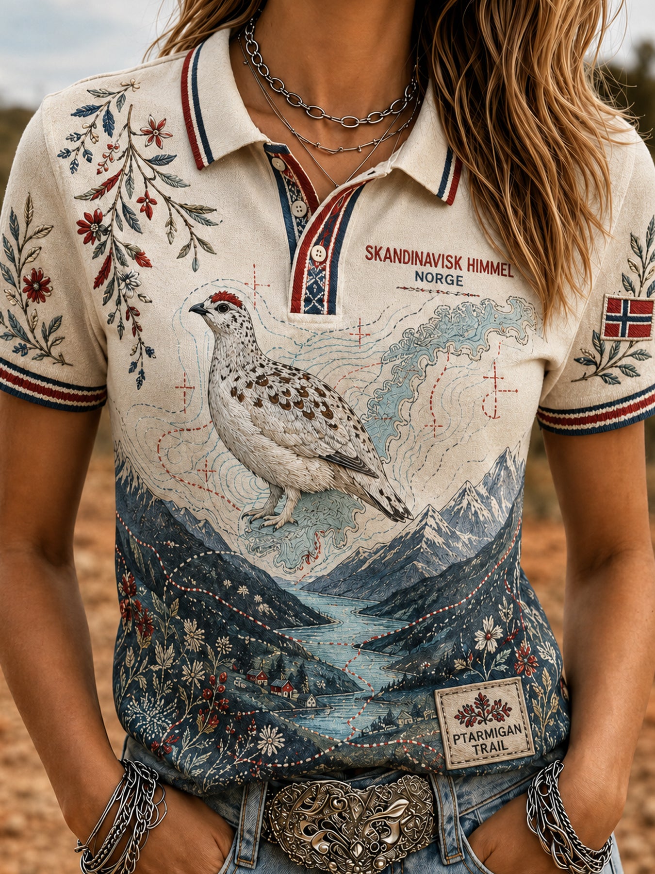 Retro norsk dykekunsttrykk avslappet poloskjorte