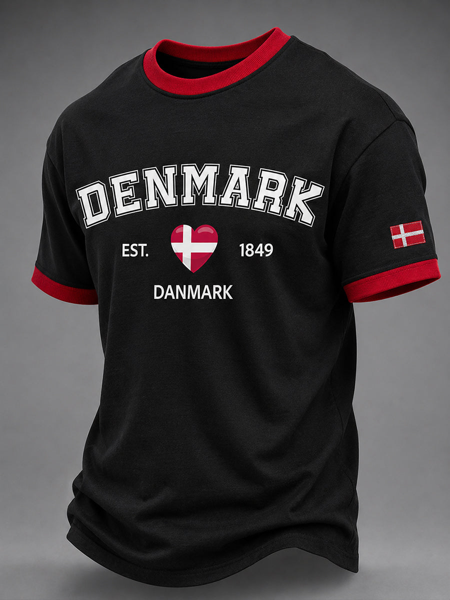 Mænds hjerte print korte ærme T-shirt