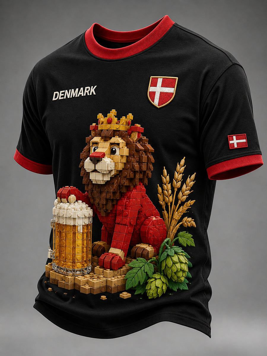 Mænds T-shirt med korte ærmer og blokprint