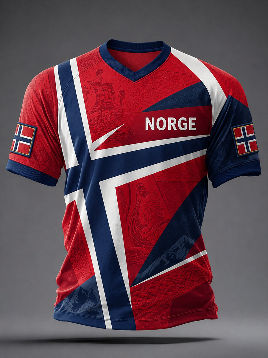 Retro norsk fotballfan-kunsttrykk, avslappet t-skjorte