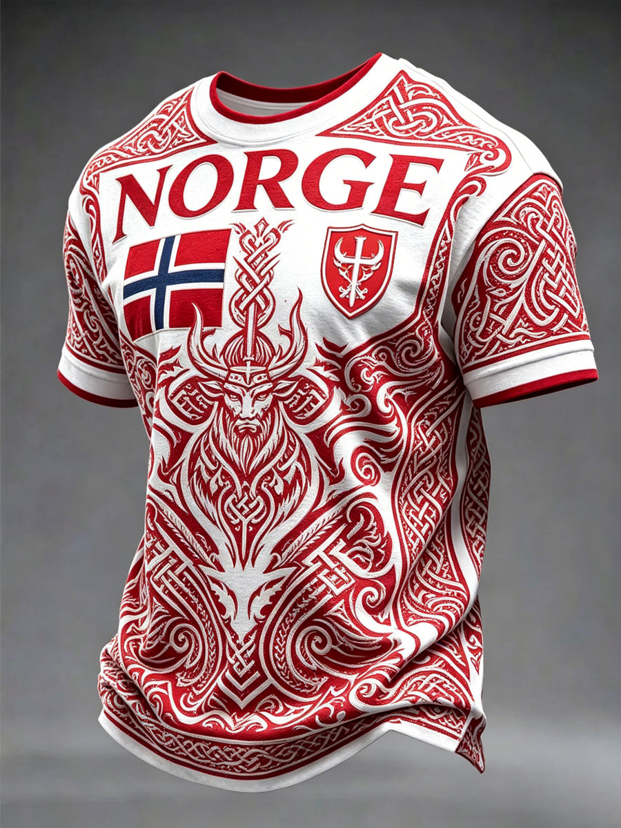 Menns Norge Fotball Trykket T-skjorte