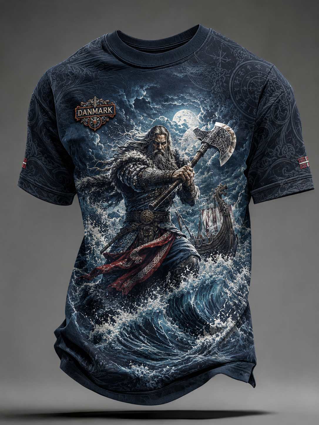 Mænds danske vikinger T-shirt med korte ærmer