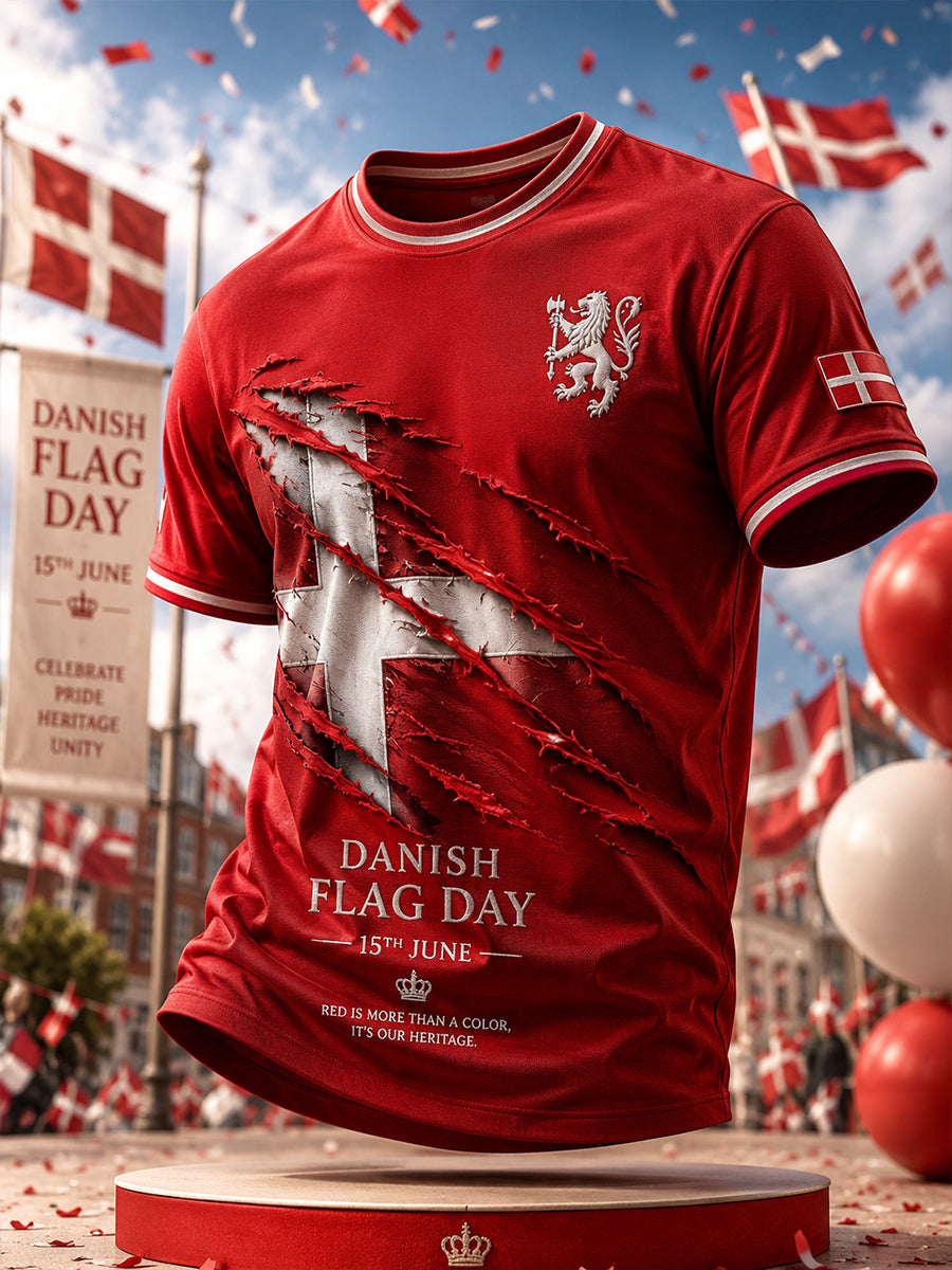 Mænds Kortærme T-shirt med flag-temade fest Print