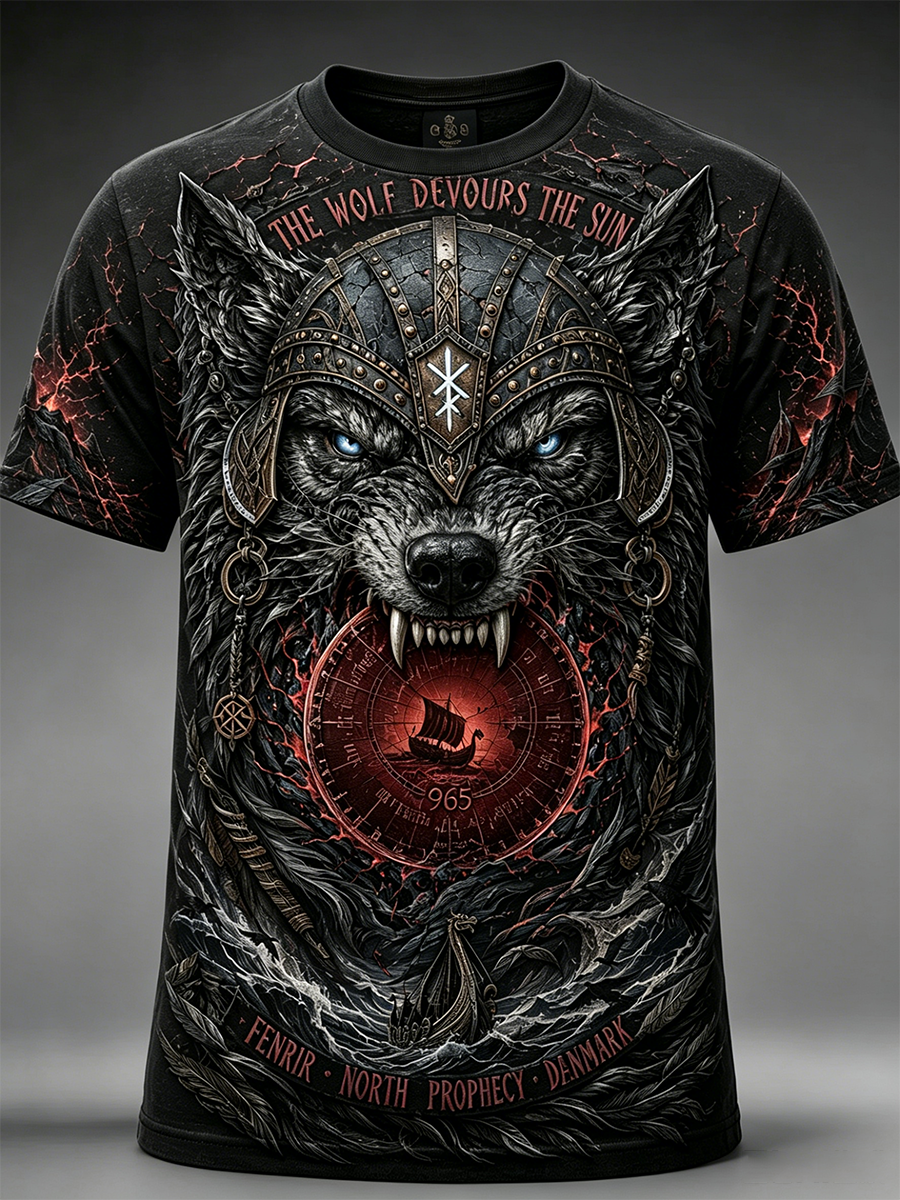 Mænds danske vikinger T-shirt med korte ærmer