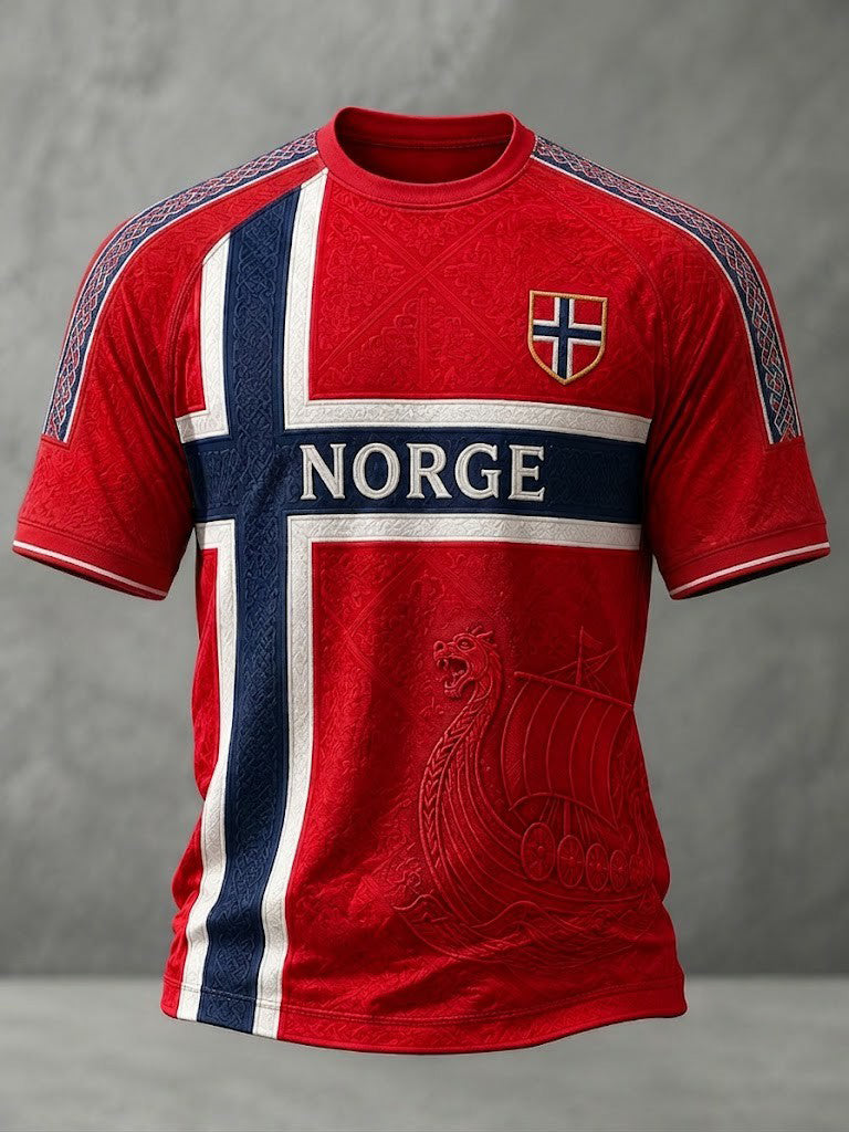 Menns Norge Fotball Trykket T-skjorte