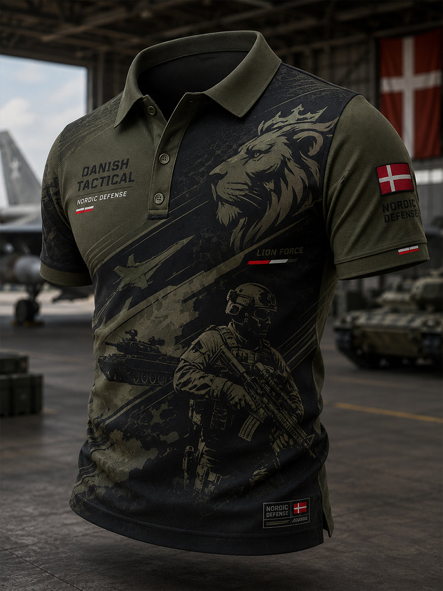 Mænds poloshirt med korte ærmer og militær camouflageprint