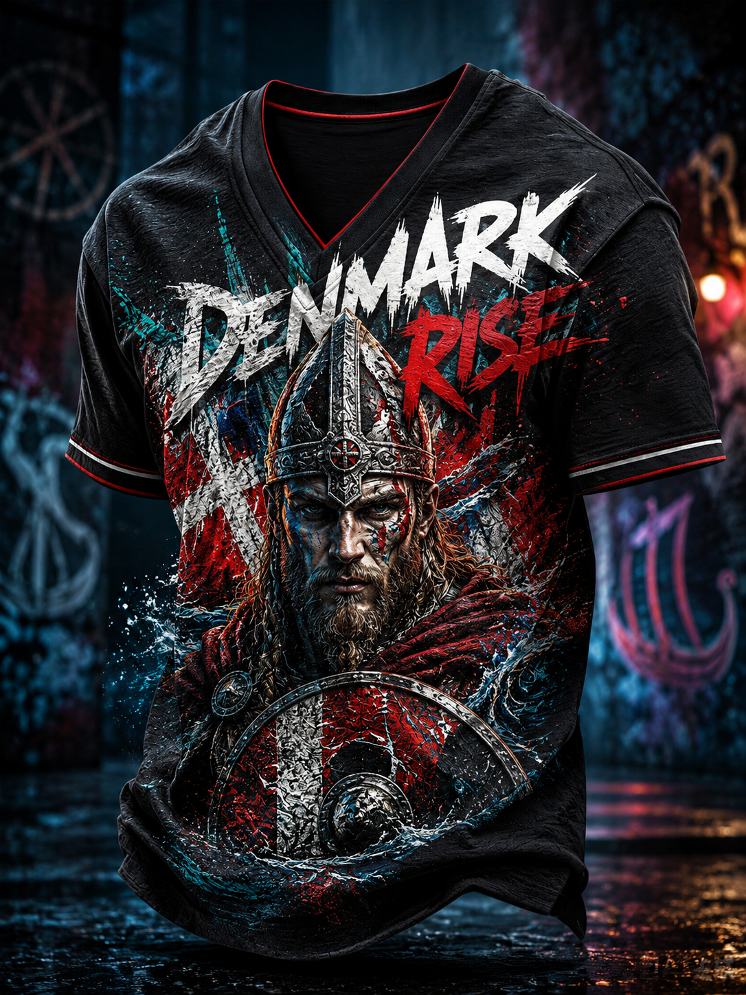 Mænds danske vikinger V-udskæring T-shirt