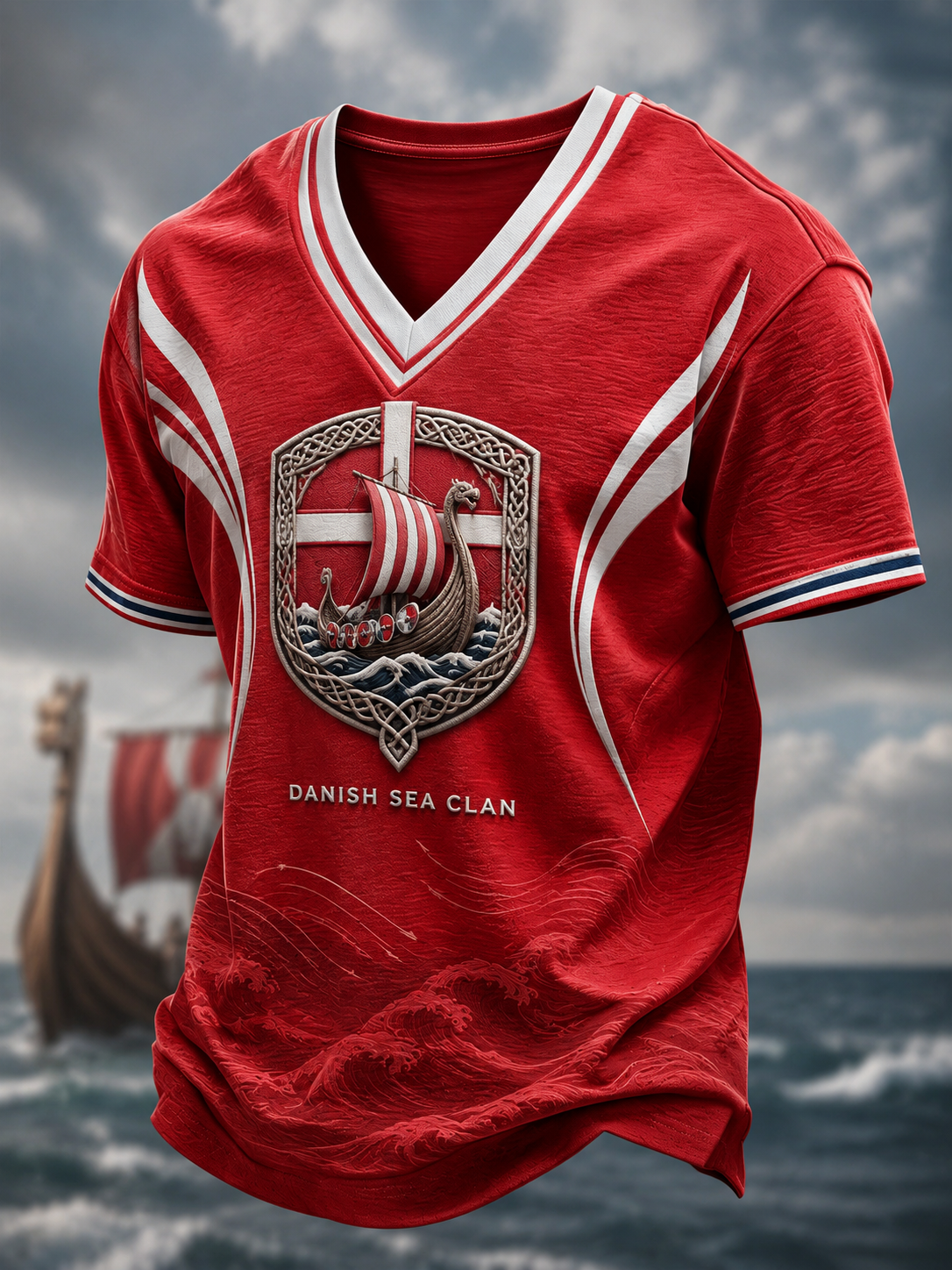 Mænds danske vikinger V-hals T-shirt