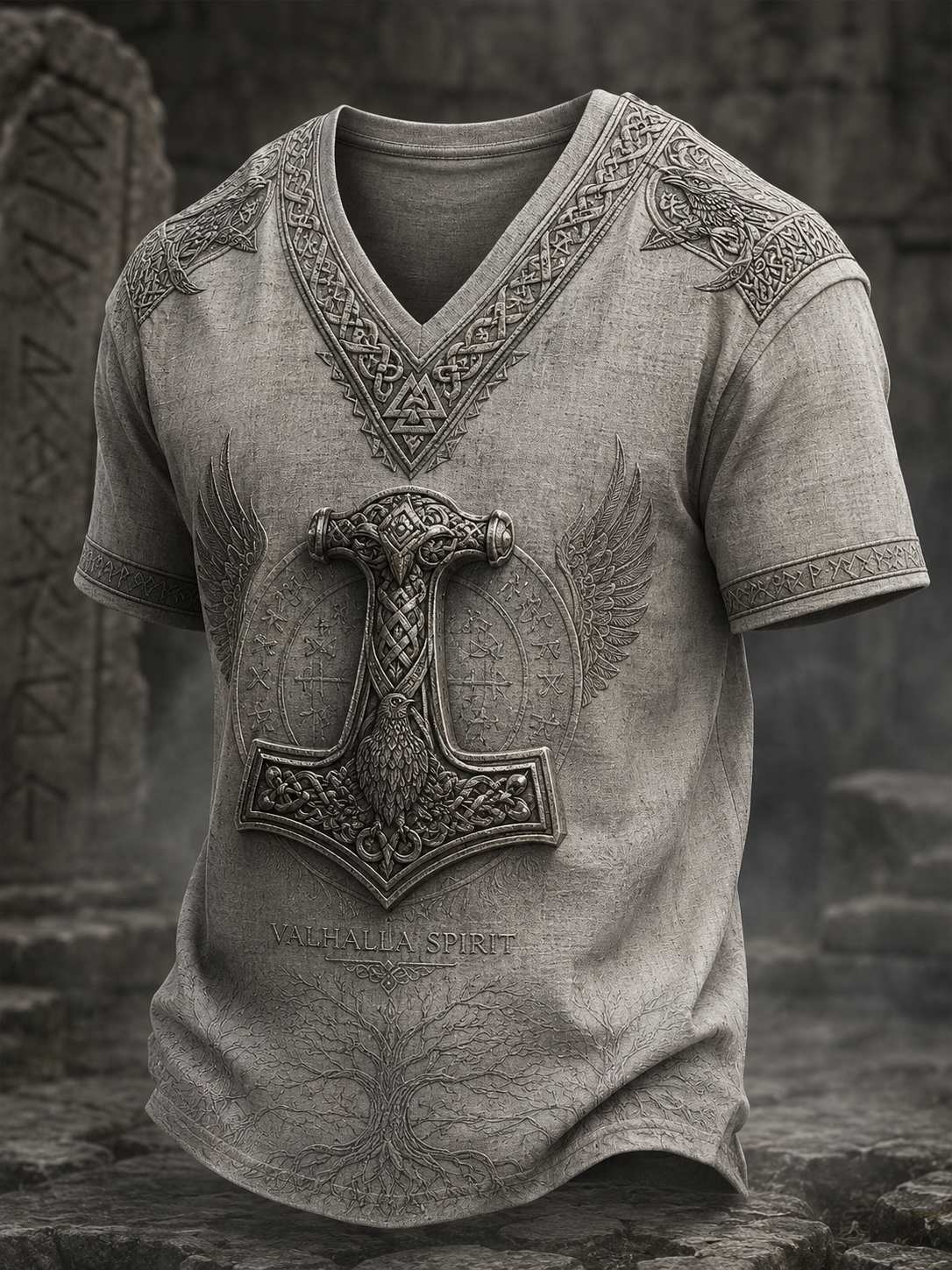 Mænds vikinge V-hals T-shirt