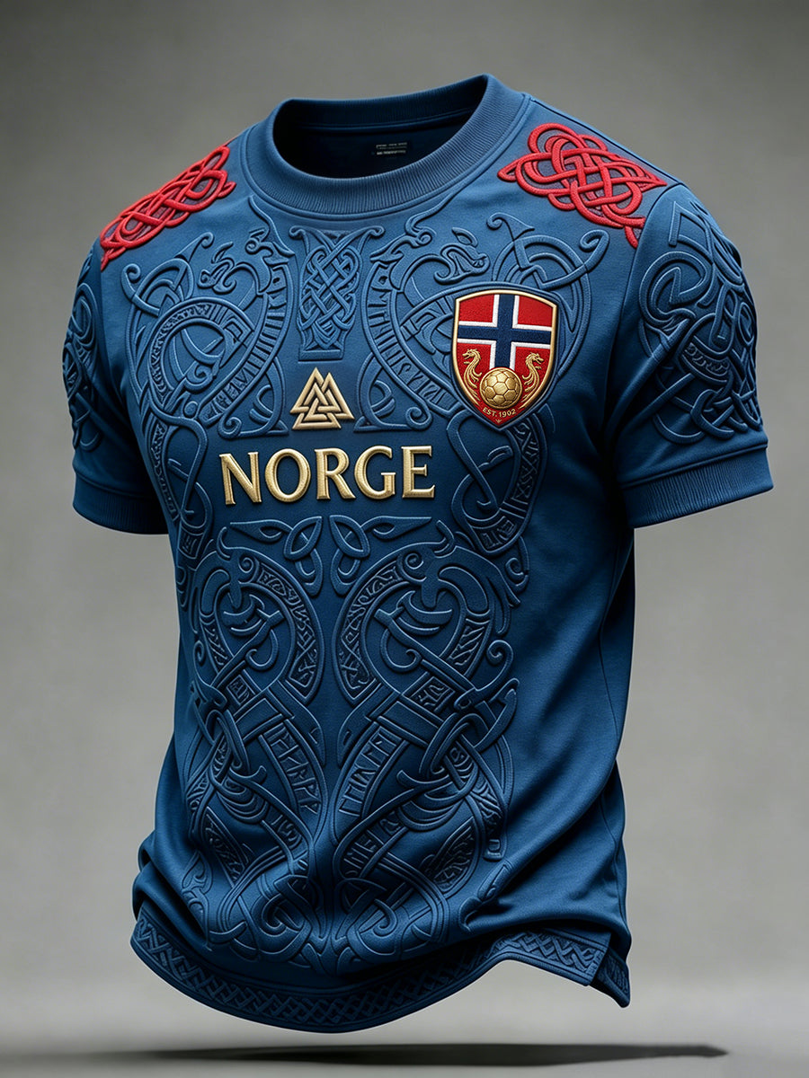 Menns norsk fotball Inspirert Viking Celtic Print Kortærme T-skjorte