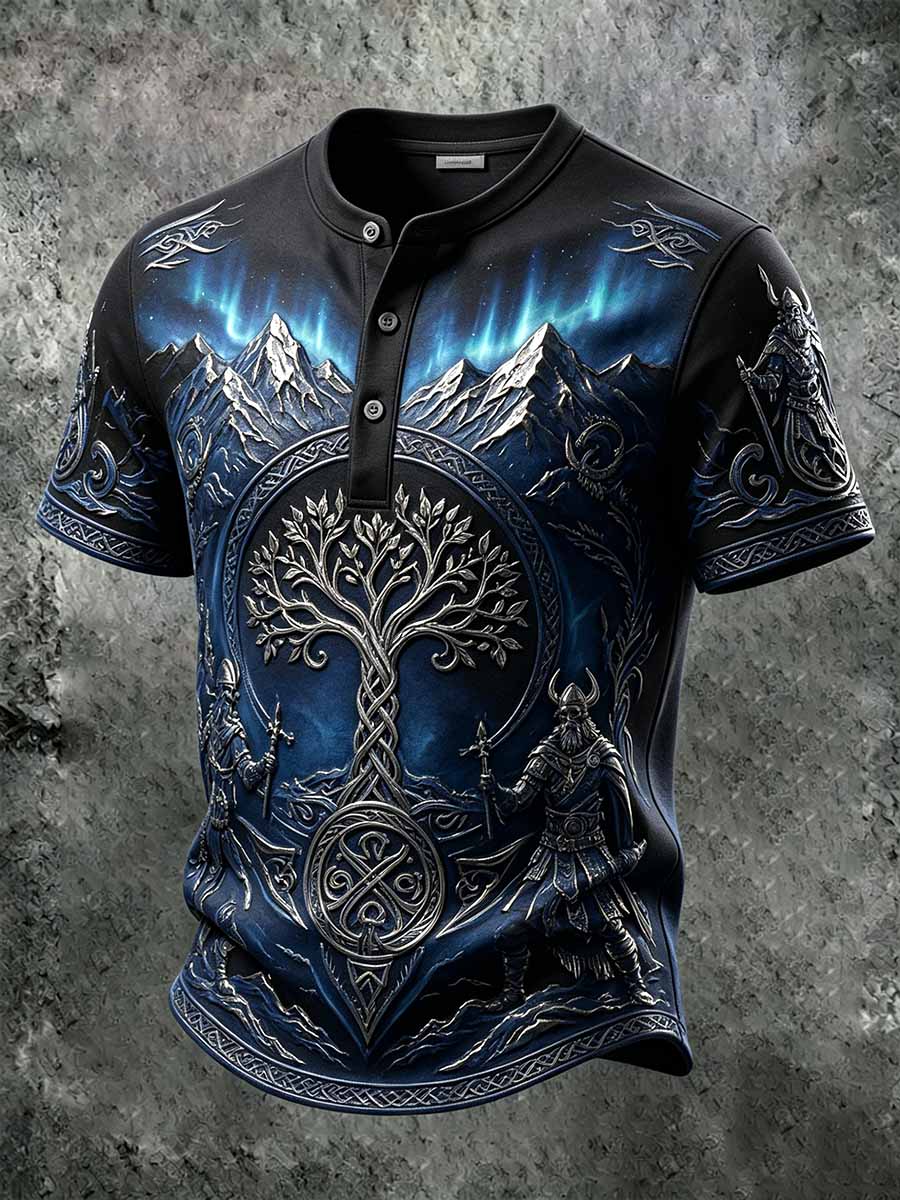 Menns Retro vikinge kriger Skriv ut tilfeldig T-shirt
