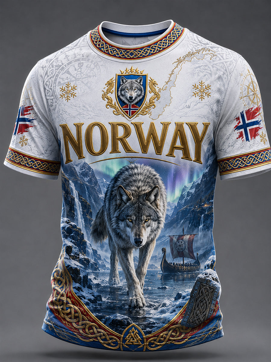 Retro norsk viking-, skandinavisk- og nordiskstil grafisk hverdags-T-skjorte