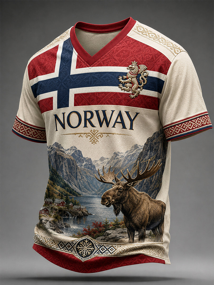 Retro norsk viking-, skandinavisk- og nordiskstil grafisk hverdags-T-skjorte