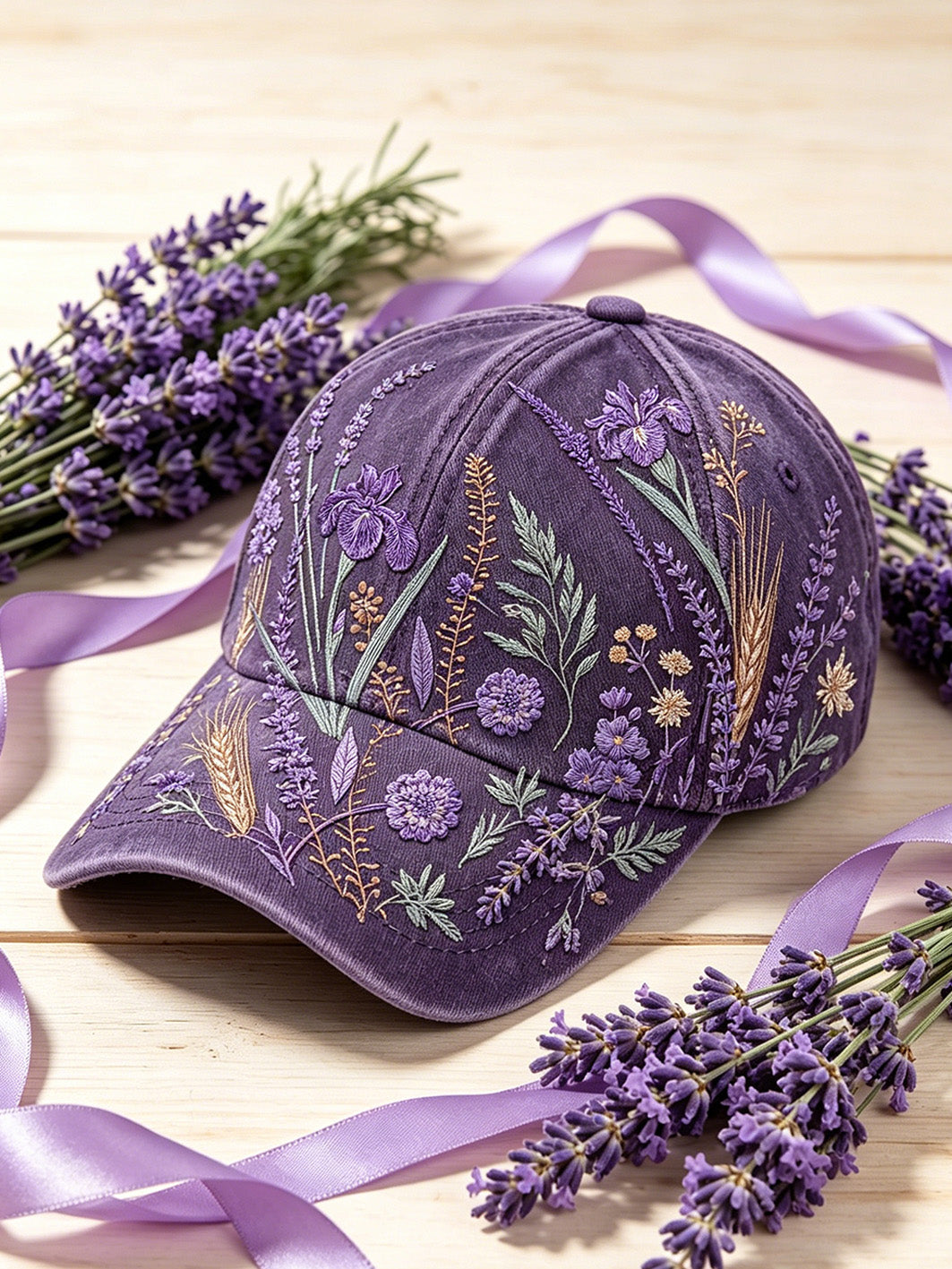 Kvinder lilla plante blomster mønster trykt unisex hat trykt