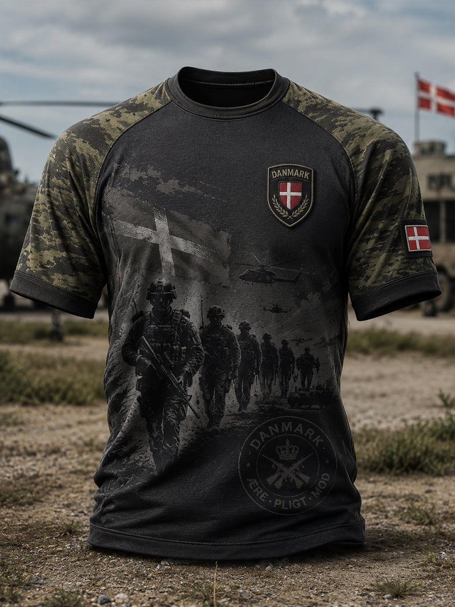 Mænds kortærme Raglan T-shirt med militær camouflage Print