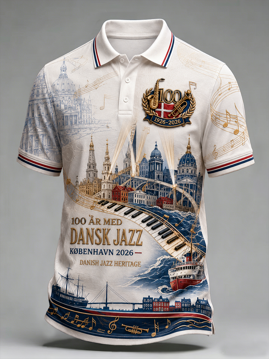 Herre T-shirt med korte ærmer til 100-års jubilæet for dansk jazz