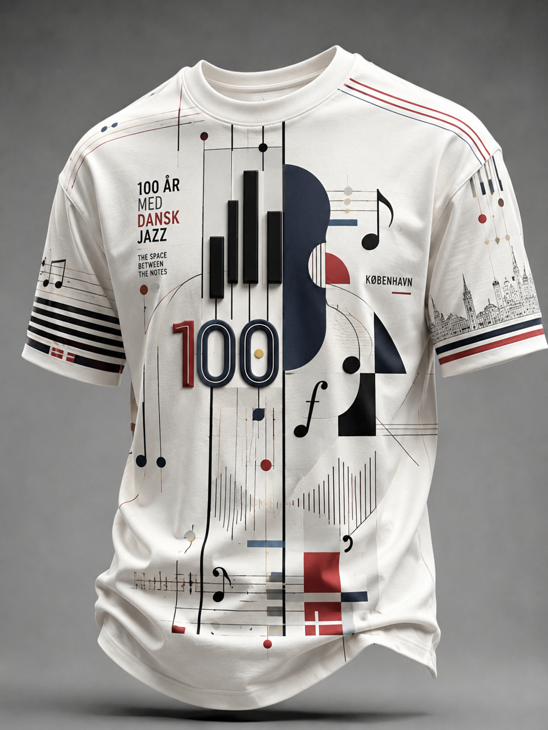 Herrernes 100-års jubilæum for dansk jazz T-shirt med korte ærmer