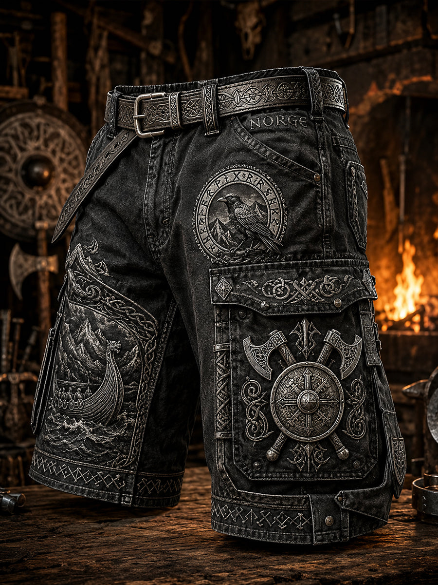 Retro viking-/nordiskstil kunsttrykk, uformelle lastebukser