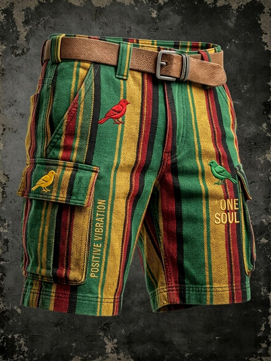Vintage Reggae stribet kunst Casual Work Shorts