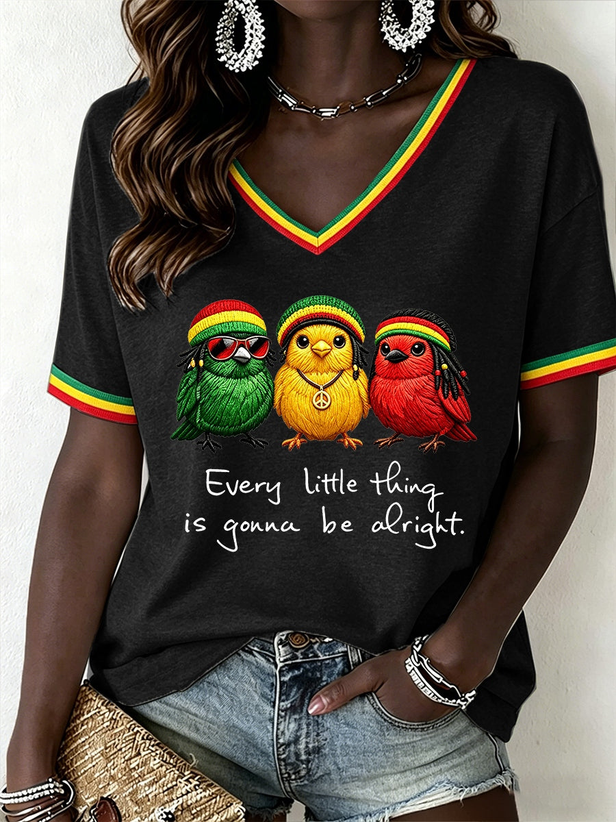 Kvinders reggae musik V-hals T-shirt