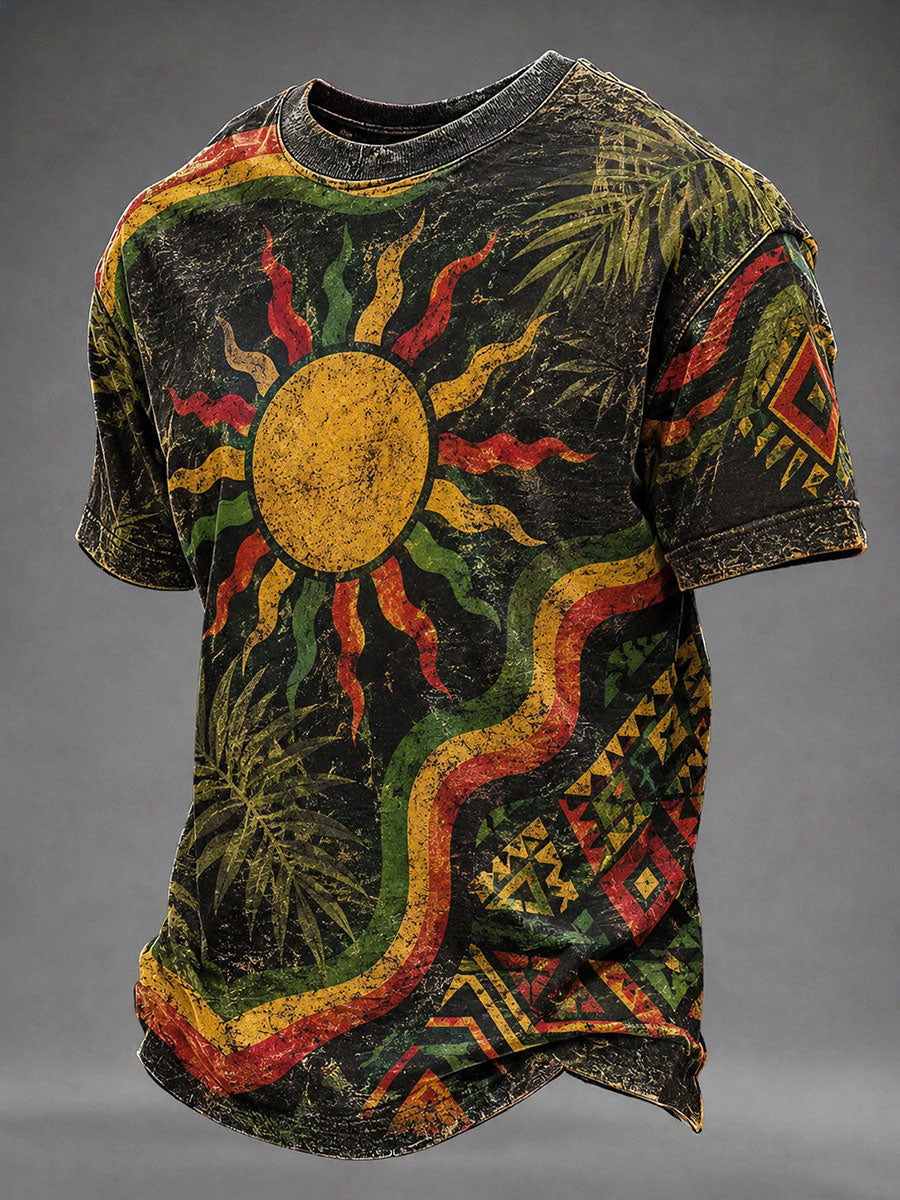 Mænds Reggae Art Print Casual T-shirt