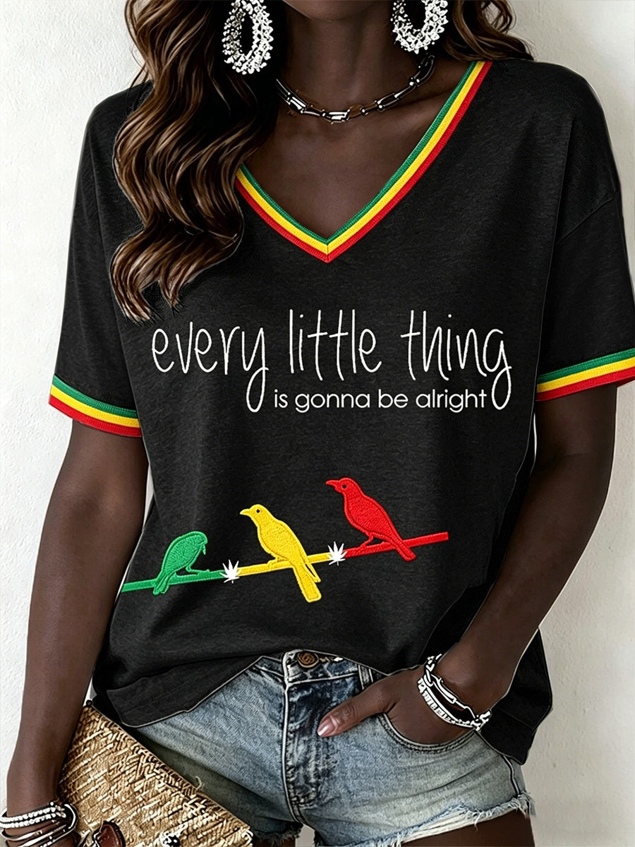 Kvinders reggae musik V-hals T-shirt