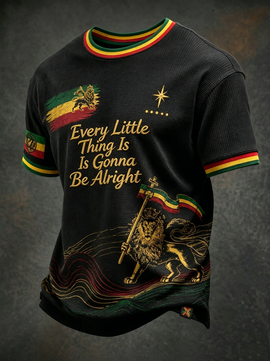 Vintage “Enhver lille ting er gonna være godt” Casual vaffel-væv T-shirt