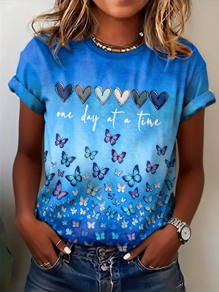 Kvinders Alzheimers-bevidsthedsstøttende print-T-shirt
