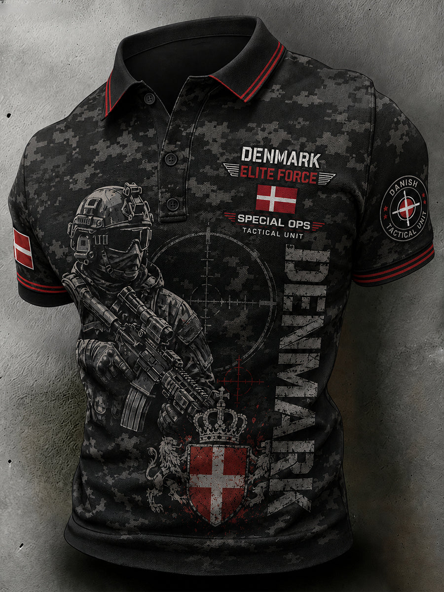 Mænds kortærme Polo skjorte med Vintage camouflage og militær-stil prints