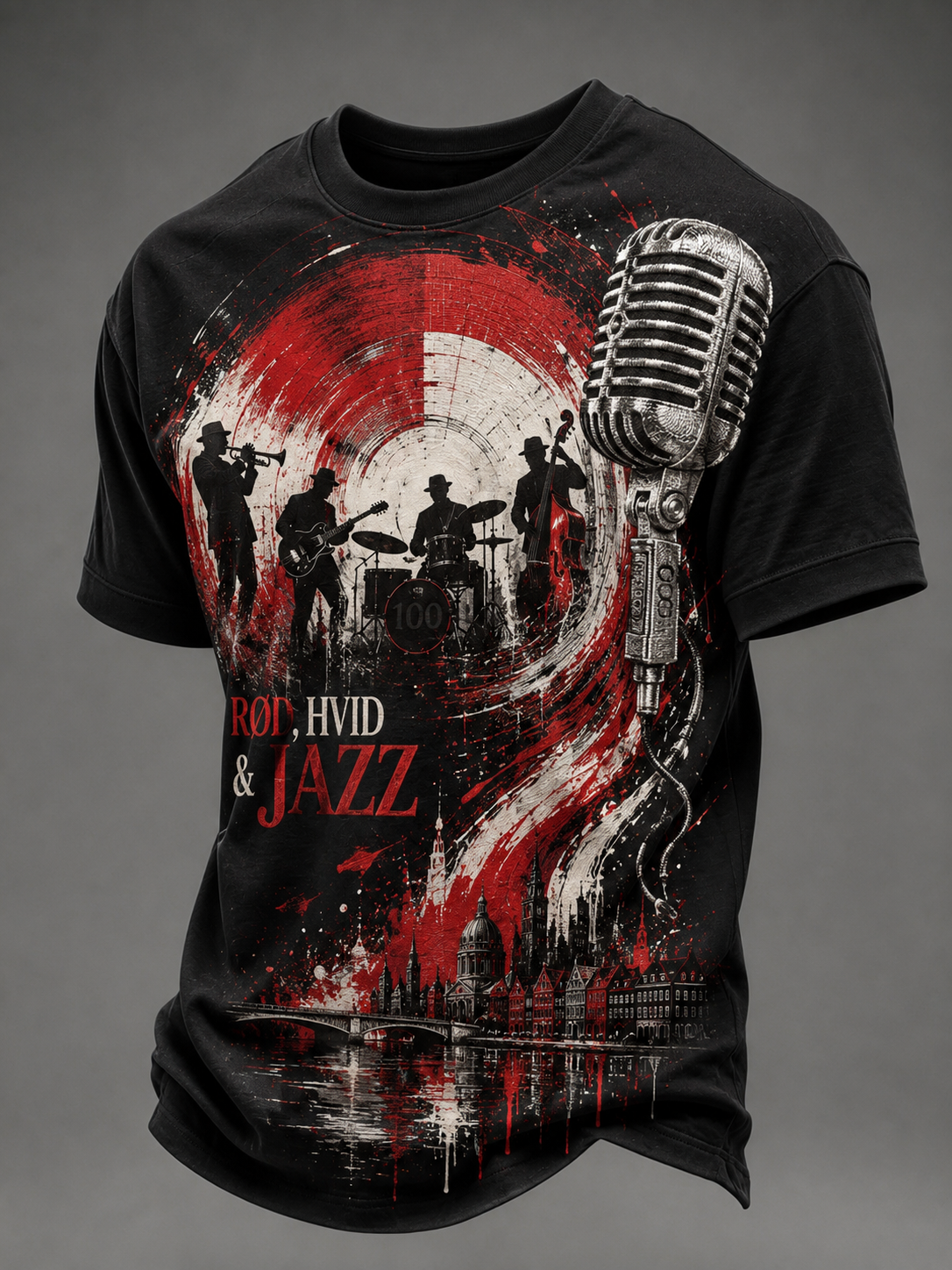Herrernes 100-års jubilæum for dansk jazz T-shirt med korte ærmer
