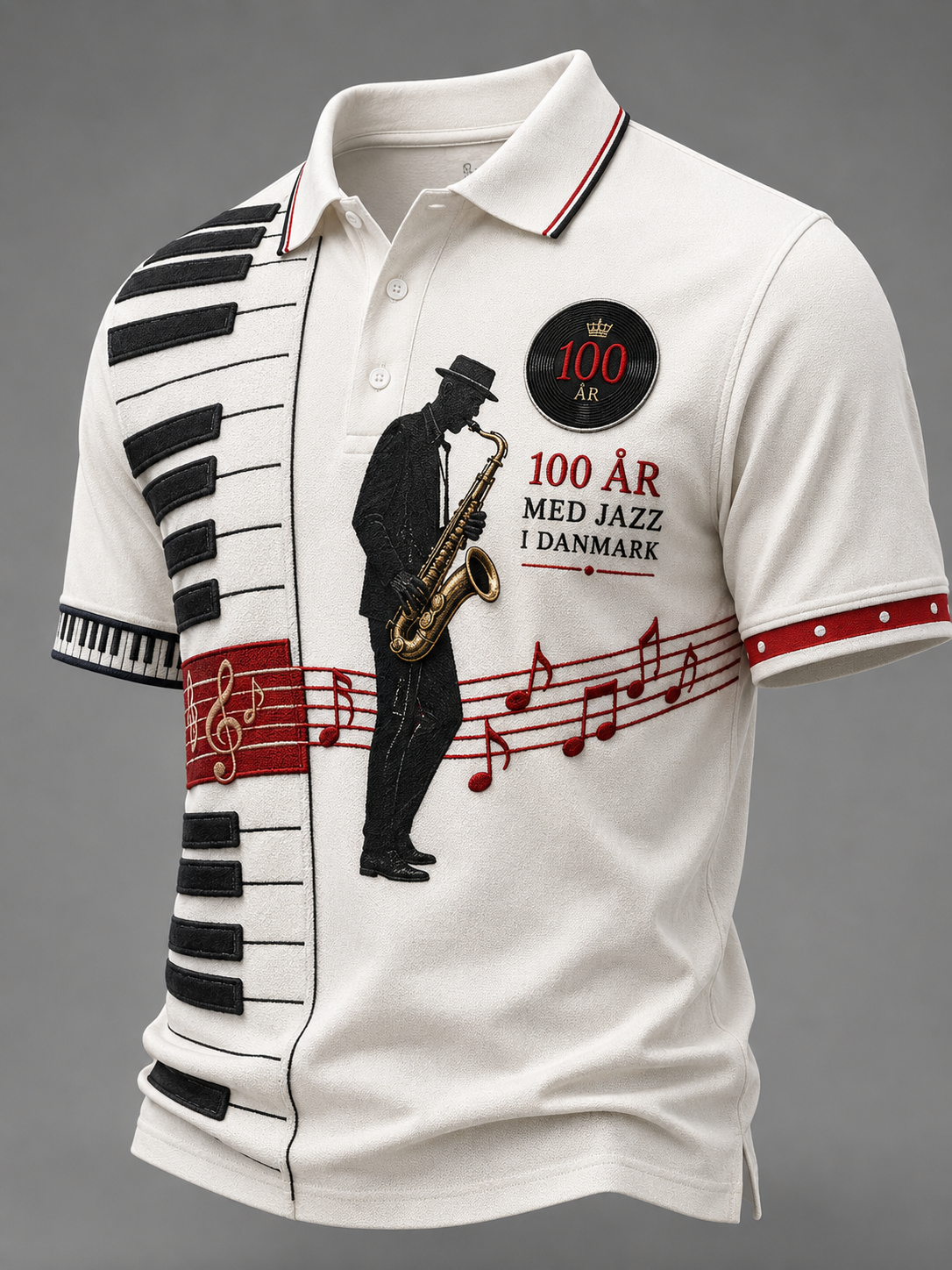 Herre T-shirt med korte ærmer til 100-års jubilæet for dansk jazz
