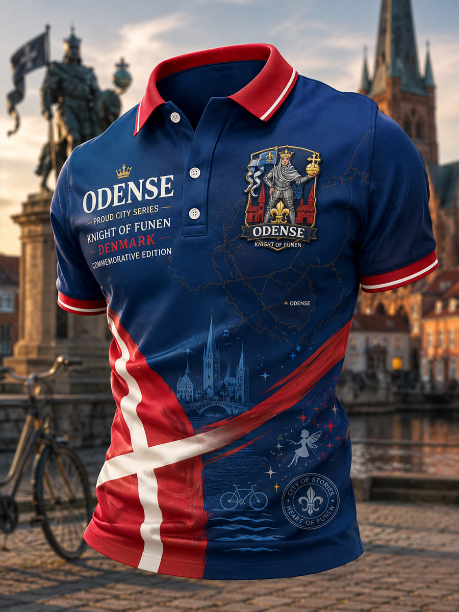 Mænds poloshirt med korte ærmer og urban, hylende grafisk print