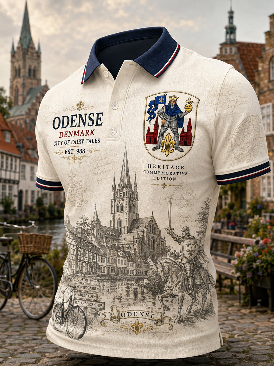 Mænds poloshirt med korte ærmer og urban, hylende grafisk print