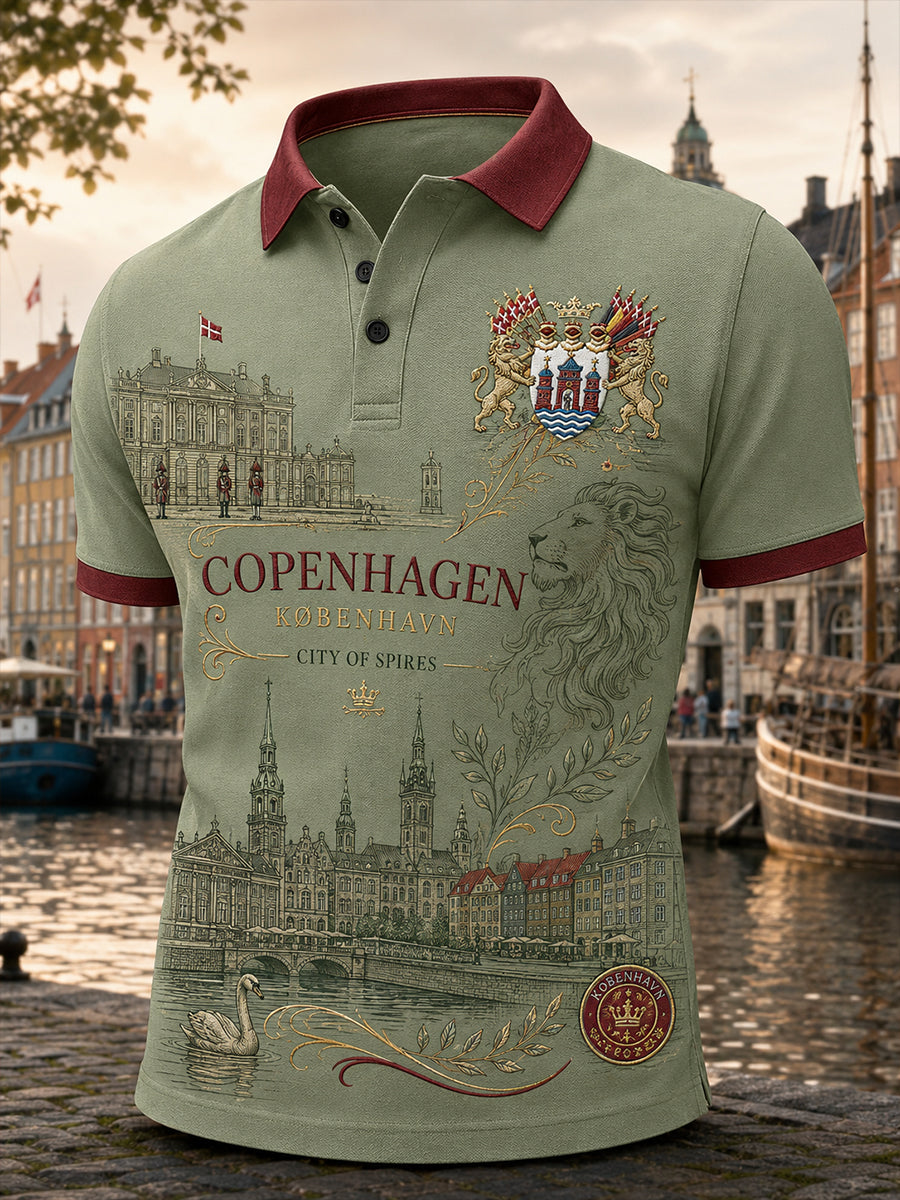 Mænds poloshirt med korte ærmer og urban, hylende grafisk print