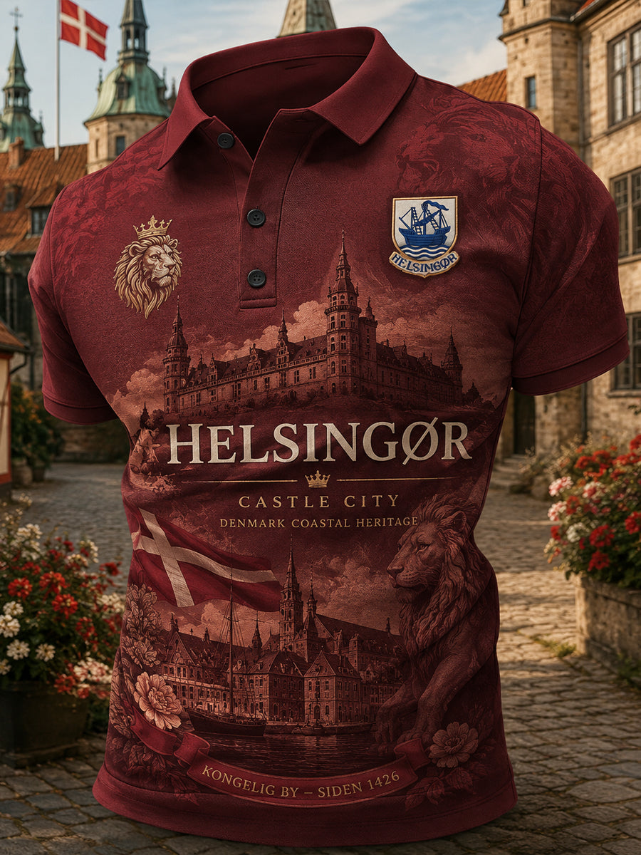 Mænds poloshirt med korte ærmer og urban, hylende grafisk print