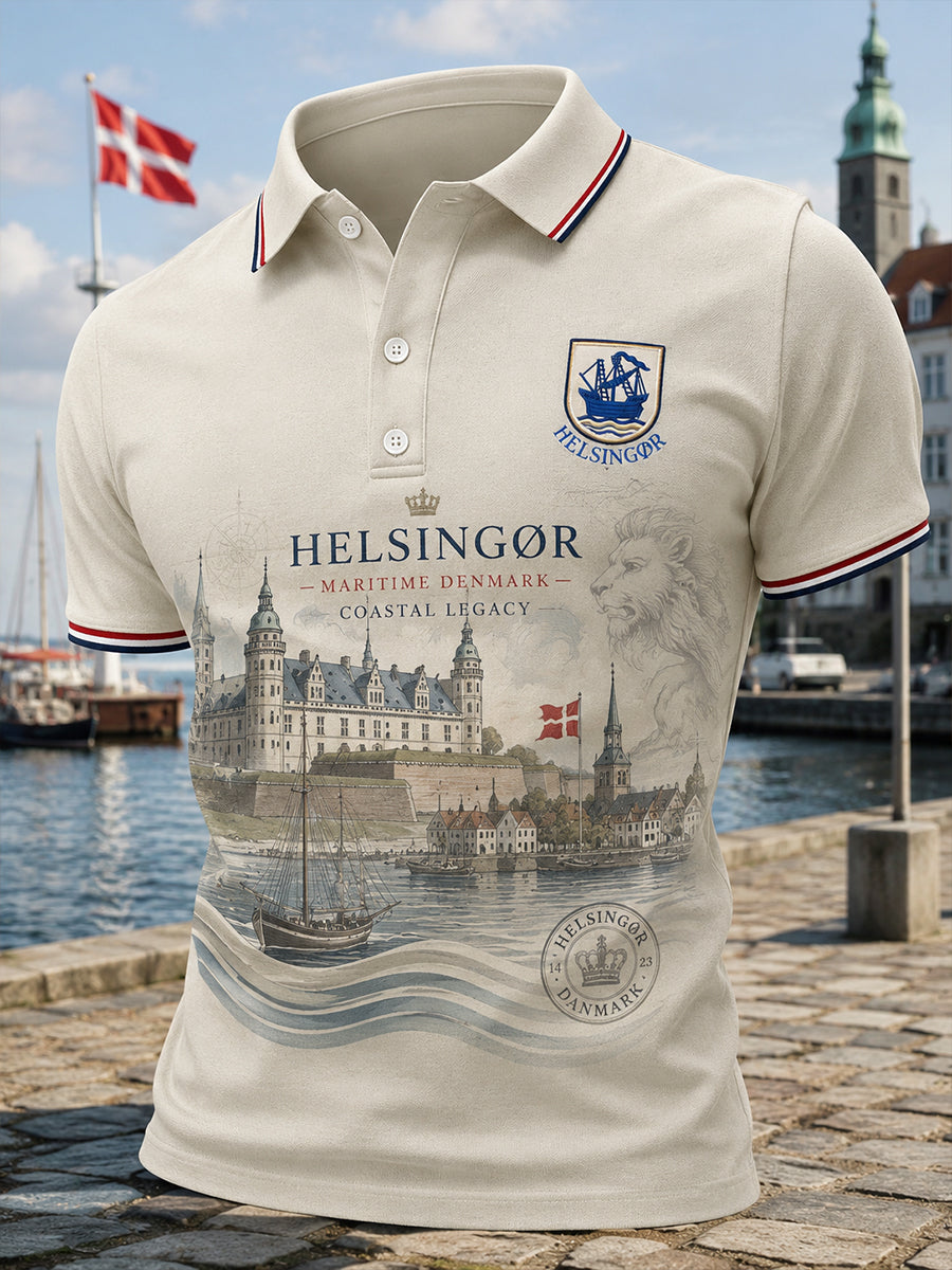 Mænds poloshirt med korte ærmer og urban, hylende grafisk print