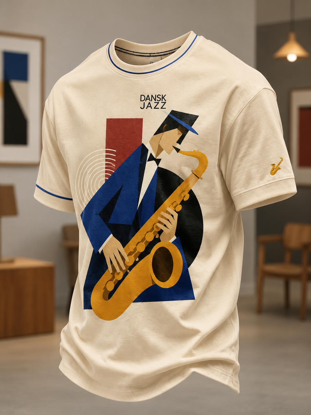 Dansk jazz t-shirt med korte ærmer til mænd