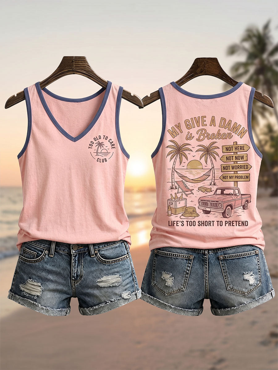 Kvinders “For gammel til at bekymre sig”-klub tanktop