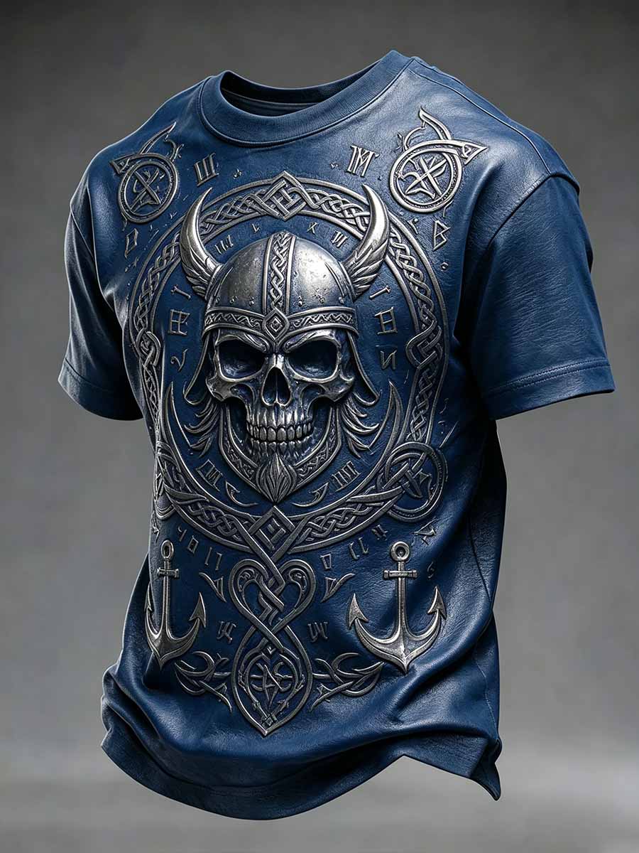 Mænds Vintage Viking kriger Print T-shirt