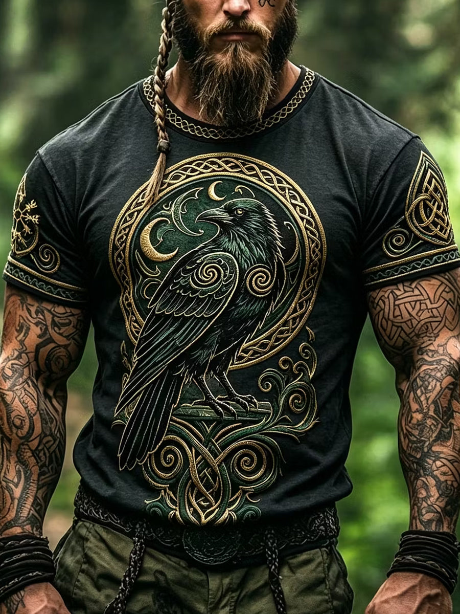Retro vikingnordisk grafisk utskrift av T-shirt