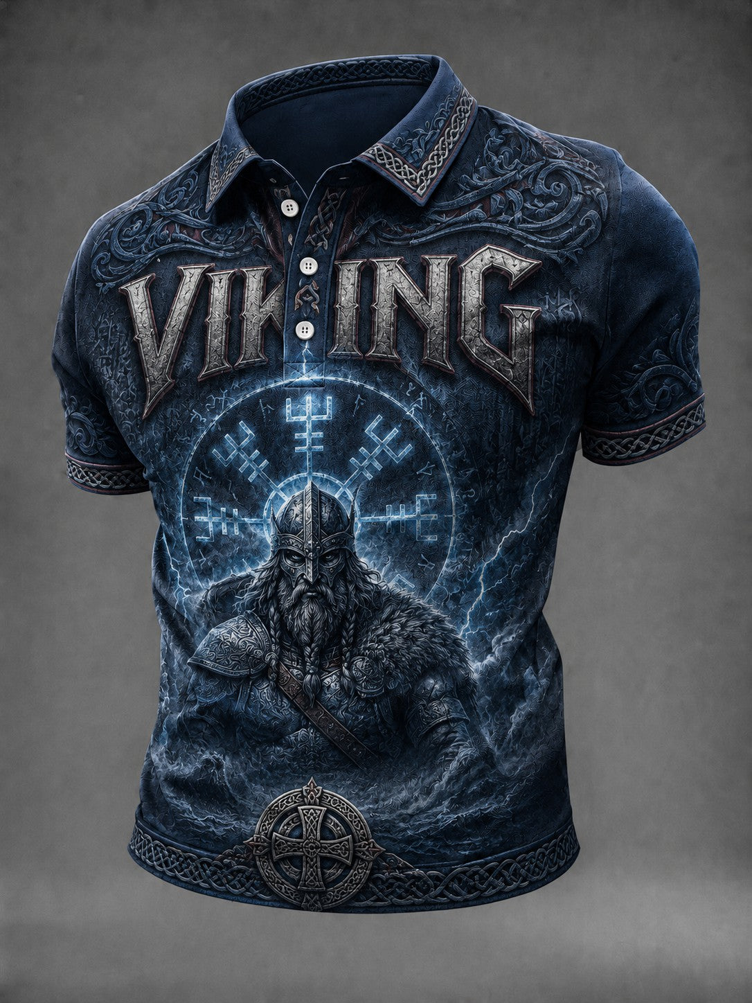 Menns vikingtrykket skjorte