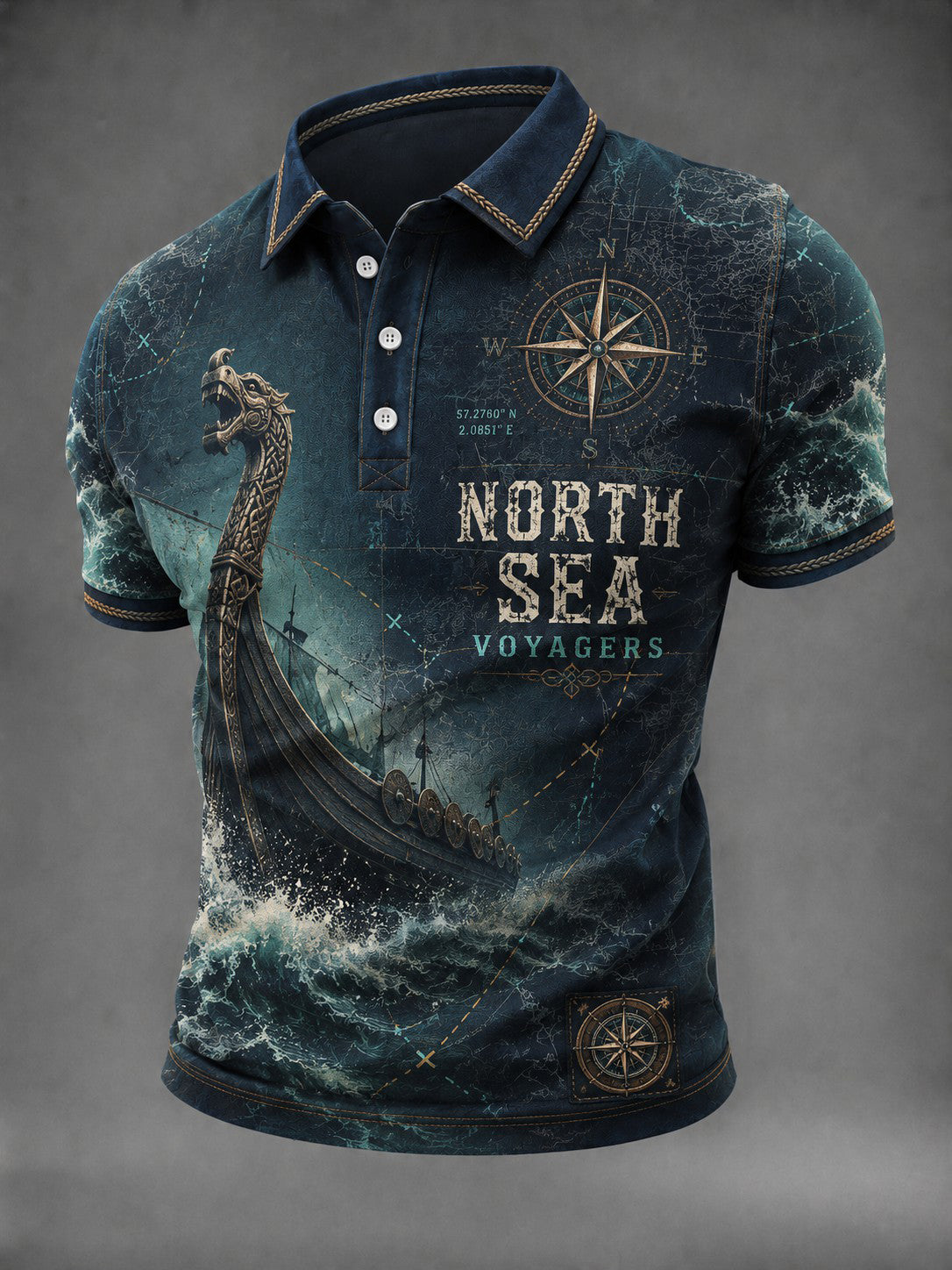 Herrskjorte med trykk – North Sea Voyagers