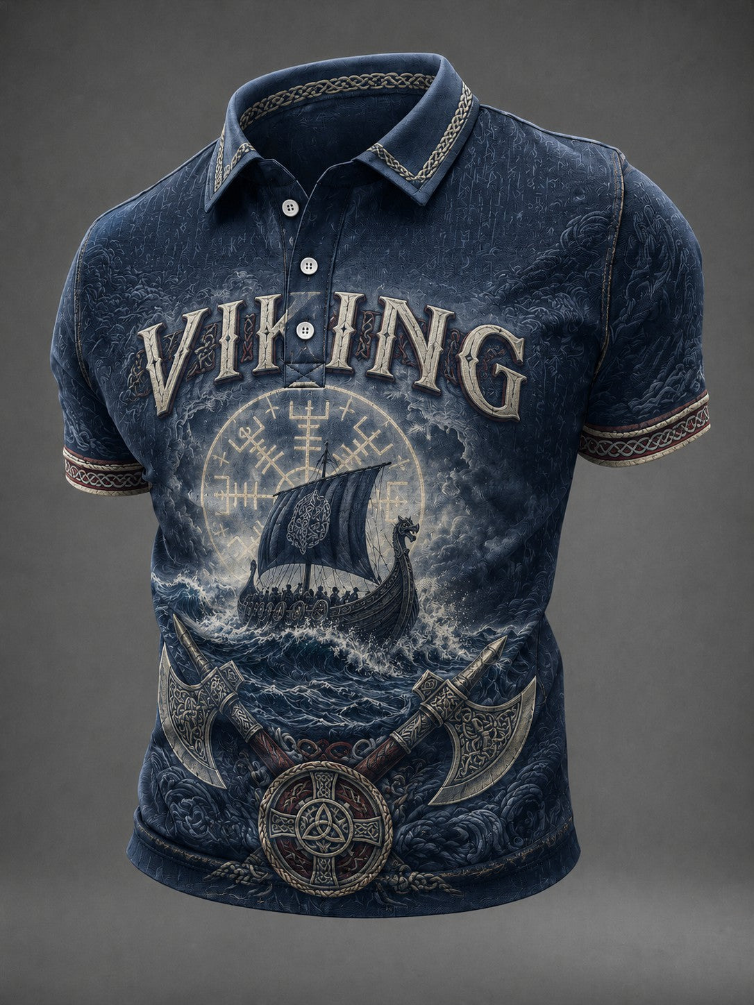 Menns vikingtrykket skjorte