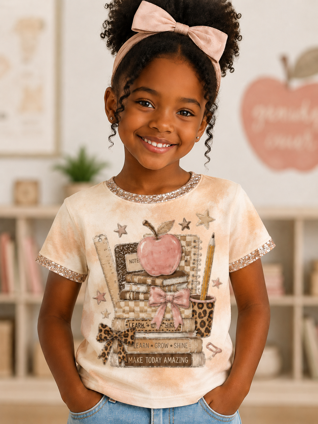 Tilbage-til-skole sæson udskriver kort ærme T-shirt