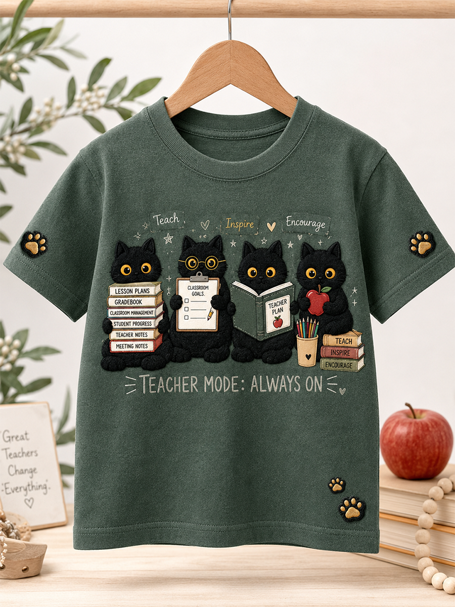 Skolestartssæson print t-shirt med korte ærmer