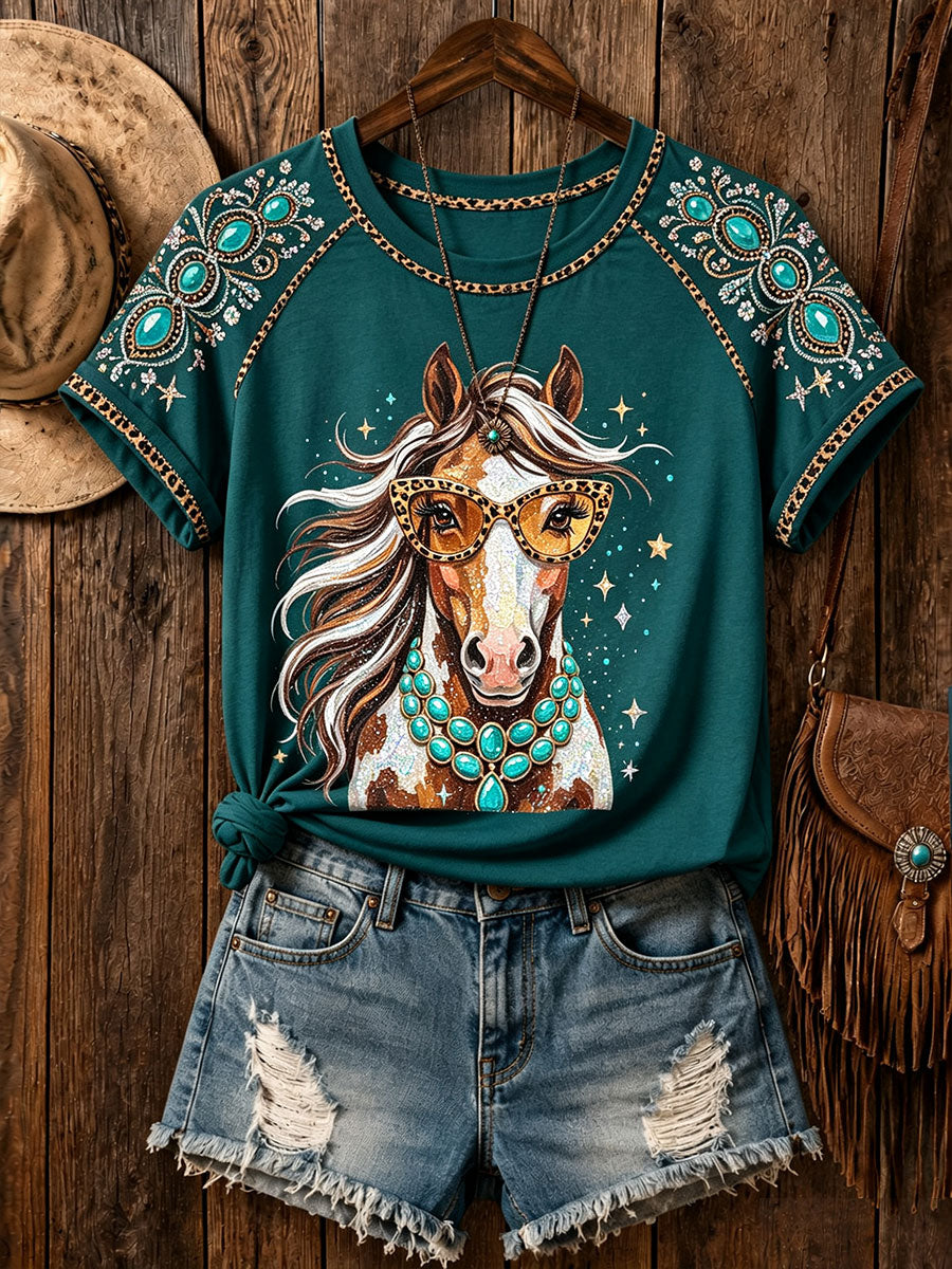 Kvinders vestlige hest Casual T-shirts