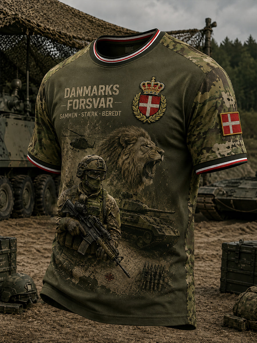 Mænds t-shirt med korte ærmer og vintage-militærprint