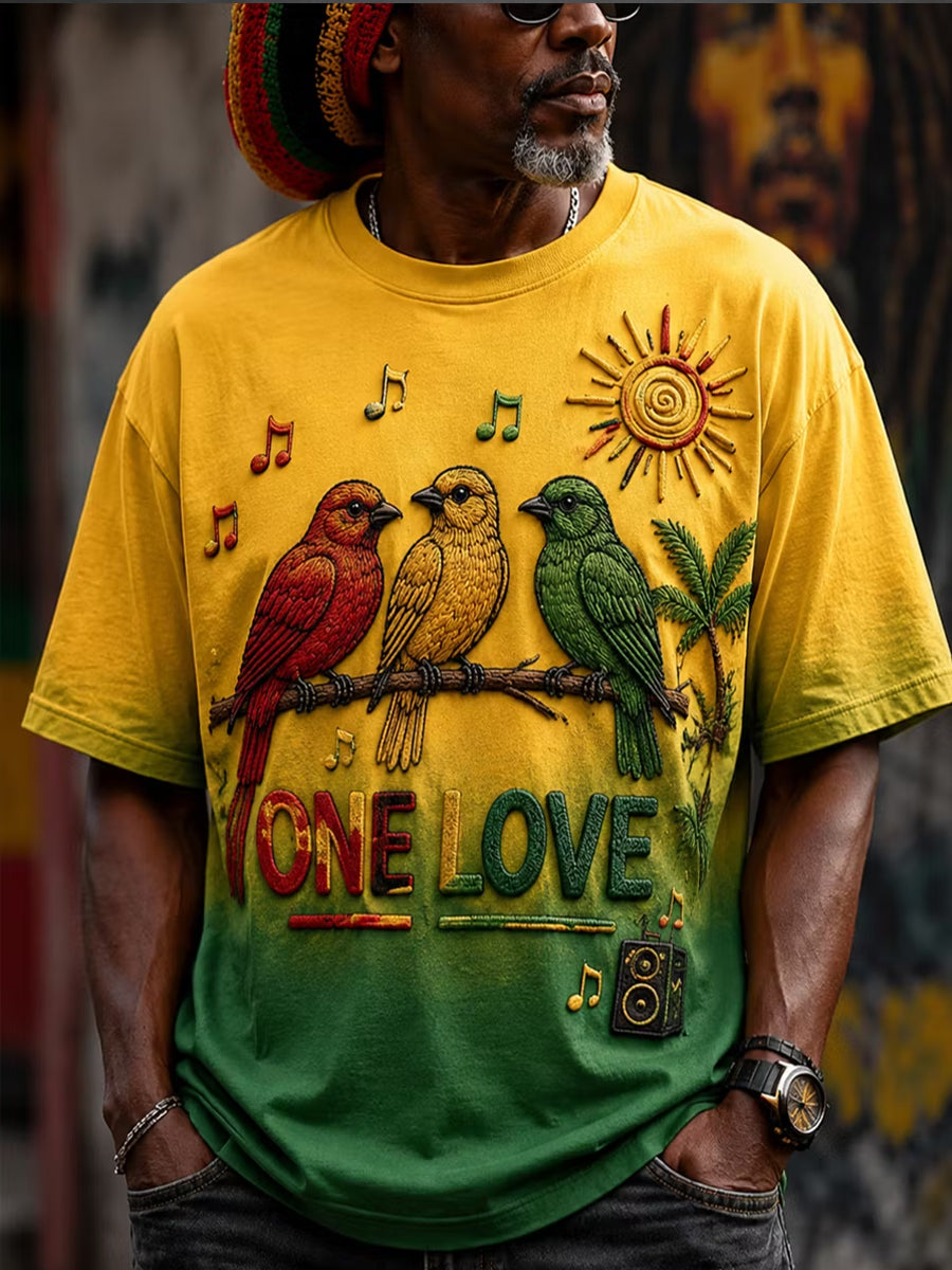 Reggae-T-shirt med korte ærmer til mænd
