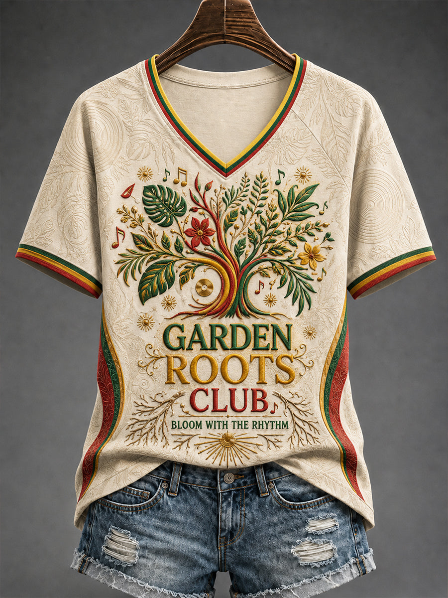 Dame-reggae-T-shirt med V-udskæring