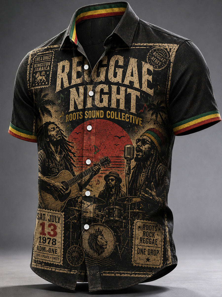 Mænds Reggae Casual skjorte Kort ærmen